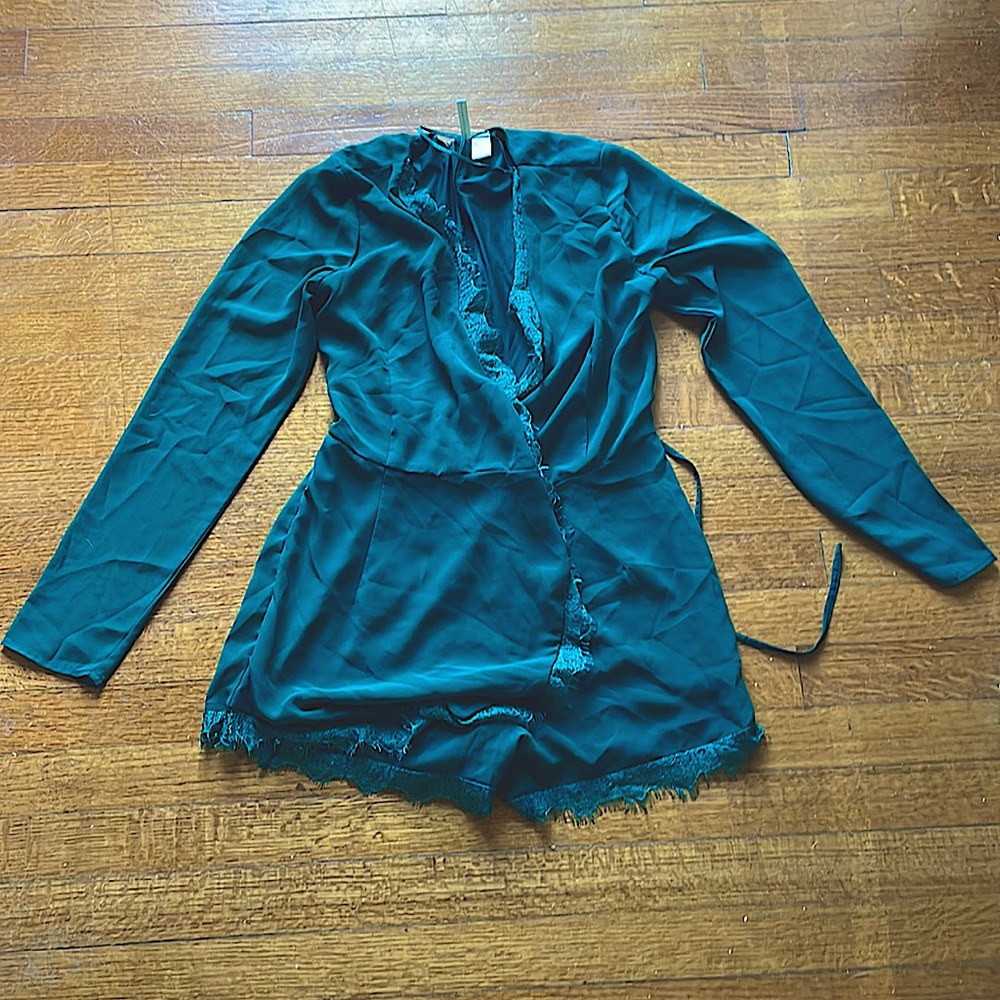 JAPNA green lace lined dress